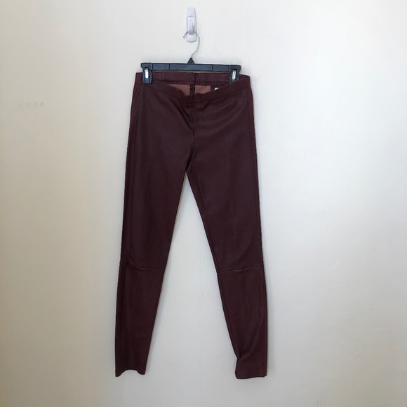 Burgundy Leather Leggings